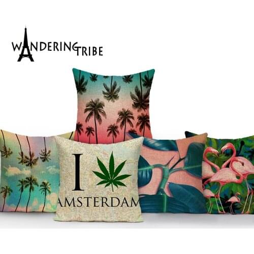 Print Cushions No Inner Design Banana Palm Tree Thailand Plants Home Decor Sofa Car Seat Decorative Throw Pillow Capa De Cojines