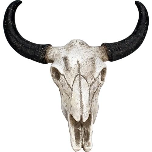 Crafts Figurines Rustic Resin Office Bull Skull Shape Bathroom Home Decor Halloween Sculptures Long Horn Wall Hanging Ornament