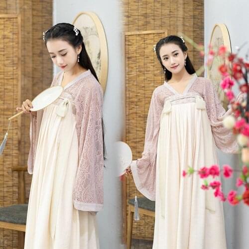 Jin Style Lace large sleeve shirt embroidered Ru skirt womens Hanfu ancient style chest length skirt suit performance