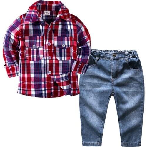 Children Baby Boys Girls Clothes Infant Gentleman Toddler Boy Clothes Plaid Kids Set For Kids Clothes Outfits Tracksuit Boys Set