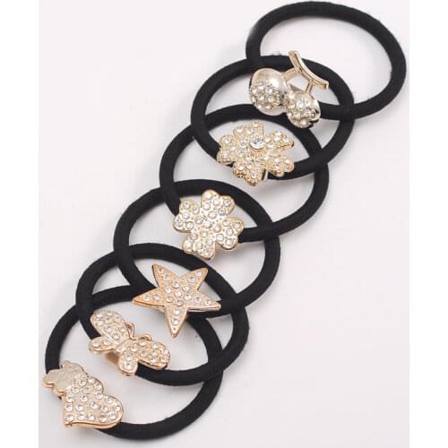 Fashion 10Pcs/Lot Crystal Headdress Rubber Band Butterfly Hair Rope Elastic Hair Bands Korean Scrunchies Girls Hair Accessories