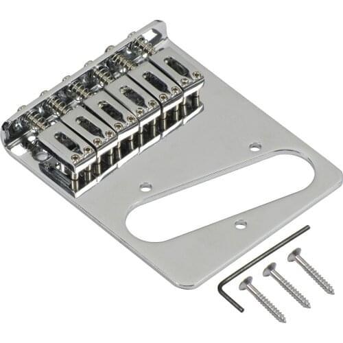 FLEOR Chrome Electric Guitar Bridge Adjustable Steel 6 Saddles String Spacing 10.5mm for Tele TL