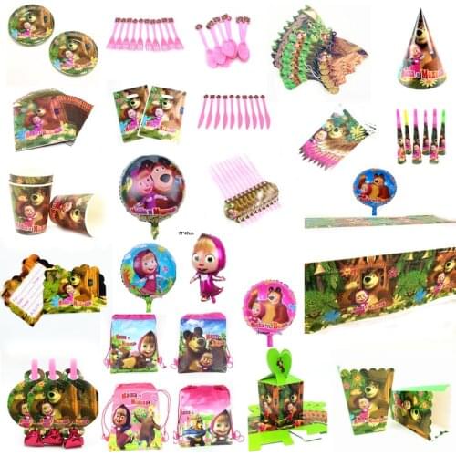 Cartoon girls Theme Party Supplies Paper Cup Plate Napkin Flag Hat Cap Straw Kids Birthday Party Disposable Tableware Birthday