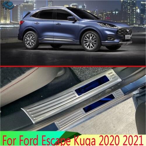 For Ford Escape Kuga 2020 2021 Car Accessories Stainless Steel Inner Inside Door Sill Panel Scuff Plate Kick Step Trim Cover