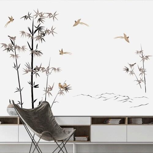 Bamboo PVC Wall Stickers Tree Vintage Poster Living Room Bedroom HomeOffice Deco Teenager Decoration Aesthetic Wallpaper Mural