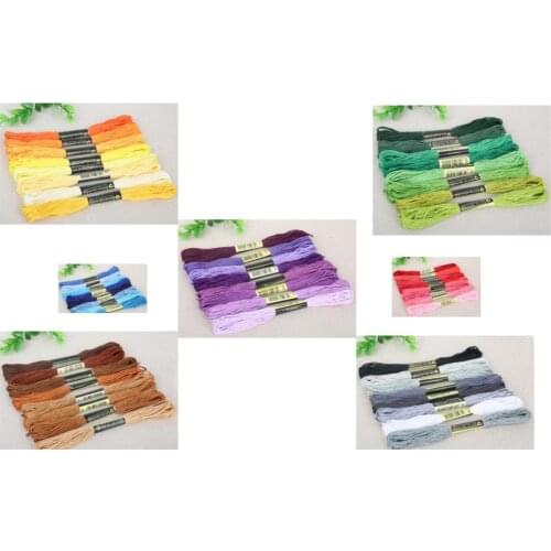 Looen 8pcs/lot Color Threads Cross Stitch Floss 6 Shares Embroidery Thread Sewing Skeins Craft For Handmade Accessories 8