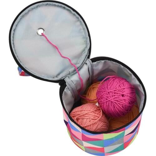 2021 New Round Knitting Bag Home Daily Storage Bag Wool Yarn Crochet Sewing Needle Handbag Weaving Tool Tote Yarn Storage