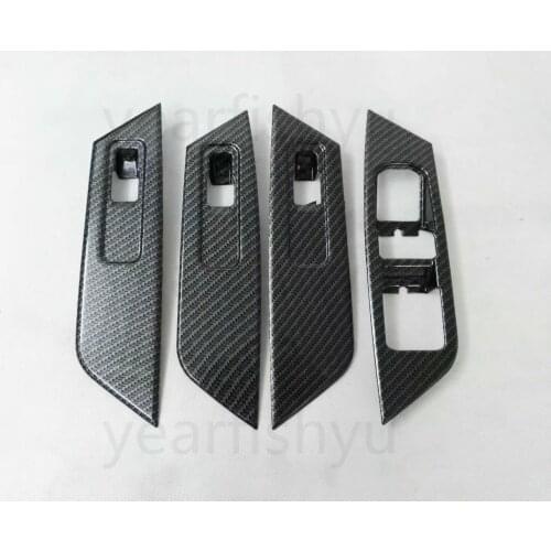 New 4pcs Window Glass Switch Panel Carbon fibre Cover Trim For Skoda Kodiaq 2017
