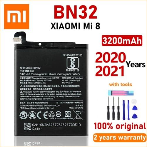 Xiao Mi Original 3200mAh BN32 Battery For Xiaomi MI 8 Phone Batteries With Tools+Tracking Number
