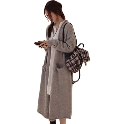 2021 Autumn Winter Sweater Women New Korean Long Cardigan Coat Thick Large Size Sweaters Jacket Jumper Clothing Vestidos MMY360