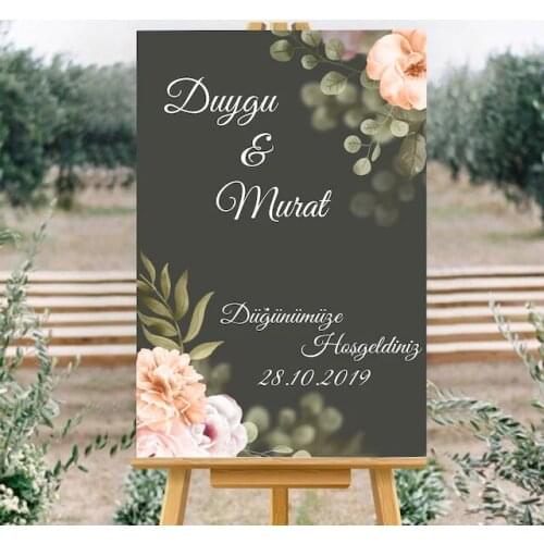 Personalized Flip Forex Welcome Board-Gray Floral Pattern 362100403