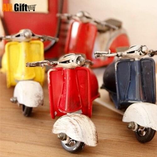 Mini Classic Vintage Electric Motorcycle Model Iron Sheet Retro Finishing Decoration Home Decoration Photo Prop Desktop Decro