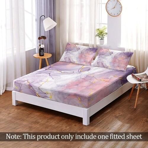 3D Print Modern Marble Pattern Fitted Sheet Custom Queen King Size Elastic Band Fashion Bed Sheet Home Bedroom Decoration 1pc