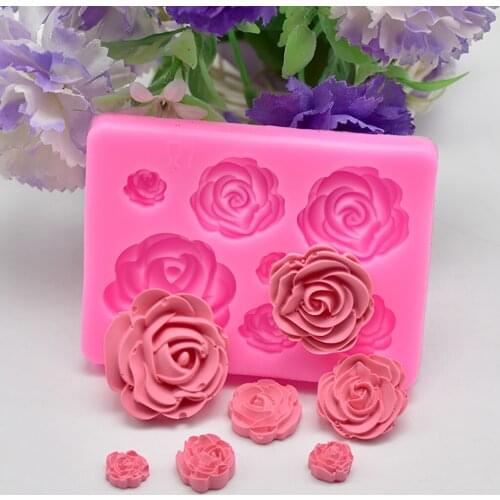 Rose Flower Silicone Molds Wedding Cupcake Topper Fondant Cake Decorating Tools Sugarcraft Candy Clay Chocolate Gumpaste Moulds