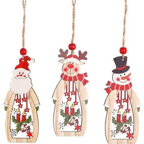 Elk,Santa Claus,Snowman Wood Christmas Pendant Christmas Tree Decoration 2020 Christmas Decorations For Home Outdoor Door Window