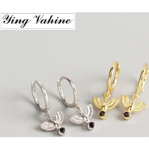 Ying Vahine 100% 925 Sterling Silver Small Peace Pigeon Pendant Stud Earrings for Women