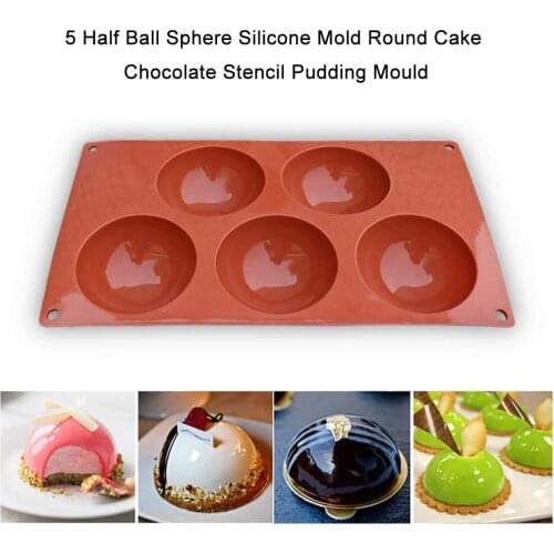 Silicone Mold 5 Half Ball Sphere Round Cake Chocolate Pastry Bakeware Stencil Pudding Soap Bread Candy Baking Mould