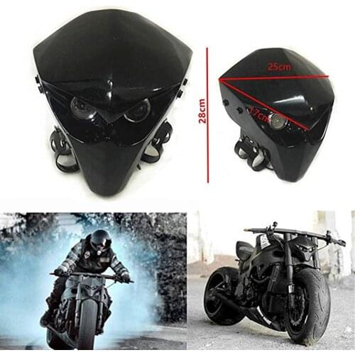 Universal Fiber Glass FRP Motorcycle Headlight Fairing Racing Skeleton Skull Headlight