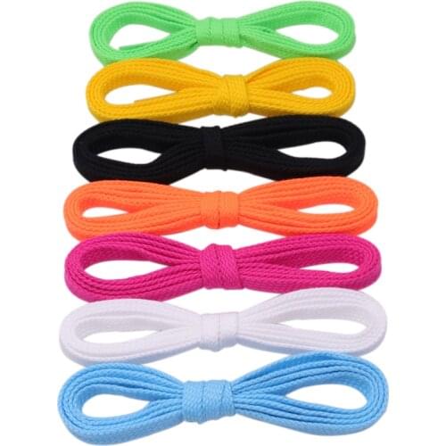 7MM Eye-Catching Bright Solid Color Flat Shape Shoelaces Double-Layer Polyester With Plastic Tips For Drop-Shipping