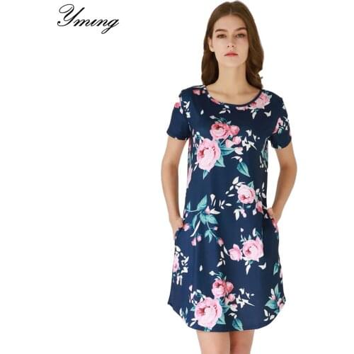 Floral Printed Women Dress Pockets Dresses 2019 Summer Casual Dress Elegent Female Vestidos Lady Clothes Midi Plus Size Dresses