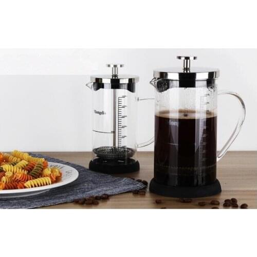 1PC 350ml 600ml Stainless Steel Glass French Press, Boron silicate French Press Coffee Pot, Coffee Maker Tea Pot NO 002