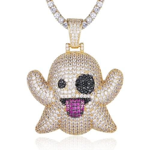 100% Micro Zircon Hip Hop Cute Ghost Pendant Necklace For Men Jewelry Gift Factory Prices Wholesale Party Dropshipping