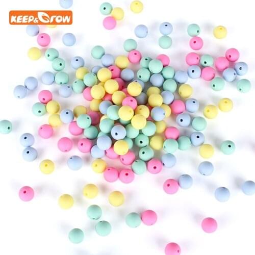 Keep&grow 100pcs Silicone Beads Round 12mm Baby Teething Necklace Chew Beads For Pacifier Clips Jewelry Making Teething Toys