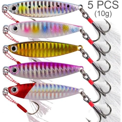 5pcs Lead Metal Jigging Lure 10g Spoon Sink Bait Saltwater Jig Fishing Tackle