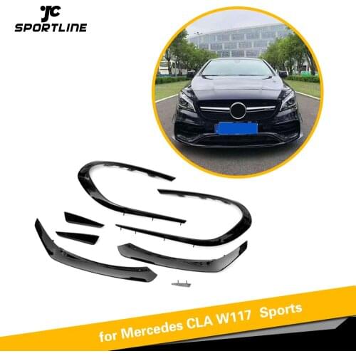 ABS Glossy Black Front Bumper Lip Splitters For Mercedes-Benz CLA Class W117 Sport CLA200 CLA250 CLA45 AMG 4 Door 2014 - 2019