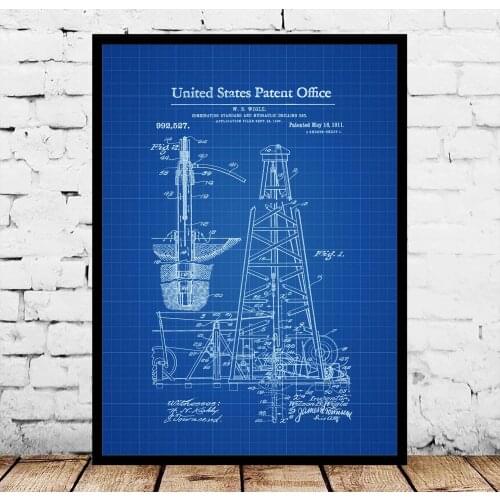 Drilling Rig Patent 1911 Blueprint Poster
