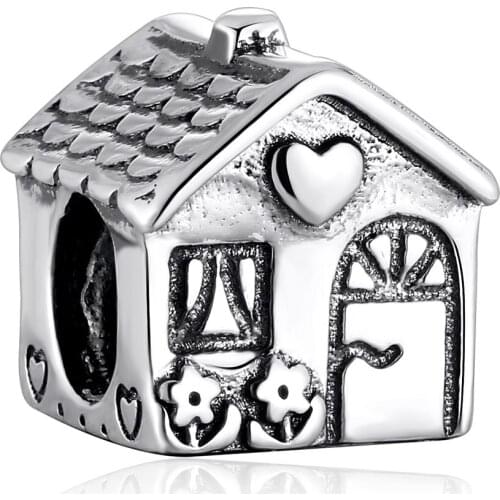 S925 Bead DIY Jewelry Home Sweet Home Charm fit Lady Bracelet Heart & Flower