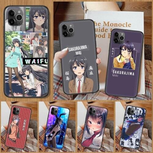 Anime Girl Mai Sakurajima Phone Case For iphone 5 5S SE 2 6 6S 7 8 11 12 Mini Plus X XS XR Pro Max black trend back soft