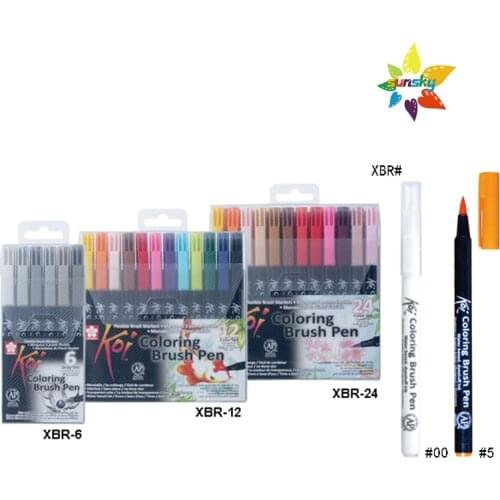 Sakura Koi Color Brush,6/12/24/48 color,Flexible Nylon Nib.Odorless,water-based solvent facilitates smooth blending and layering