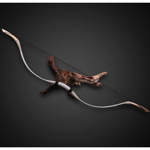 Archery Longbow Hunting Bow Adult Sports Shooting Traditional Bow for Hunting Outdoor White Cowhide Recurve Bow 30-70 lbs