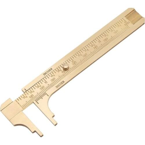 Double Scale Brass Sliding Ruler Caliper Metal Vernier Gauge Micrometer Precision Measuring Tools Students DIY Drawing