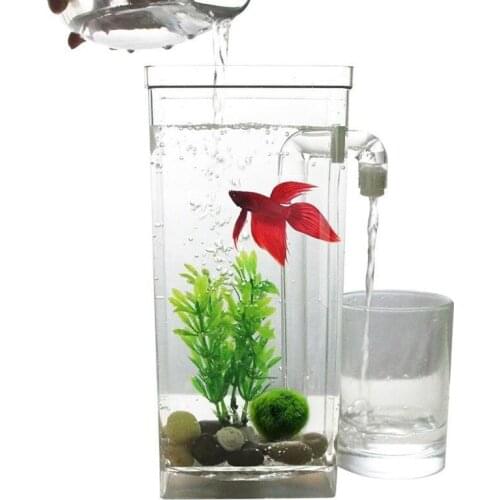 Ecological Cylindrical Mini Plastic Office Desk Top Fish Tank Lazy Fish Tank Aquarium