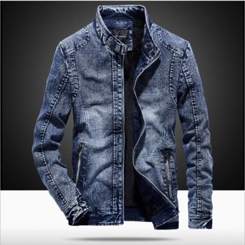 European Style 2018 New Fashion Vintage Washed Male Zipper Denim Jacket Men Jean Blue Grey