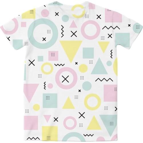 REAL American US SIZE 90s Geometric Shapes Custom Made Sublimation Print Mens Clothing Top T-Shirt