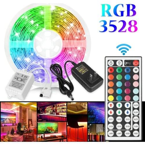 16FT Flexible Strip Light 3528 RGB LED SMD low power consumption Indoor and outdoor Remote Lights Room TV Party Bar Decoration
