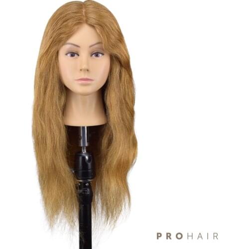 Mannequin-Head 50CM100% Human Hair Blond Training Head Female Hairdressing Practice Training Doll Head Wig Head