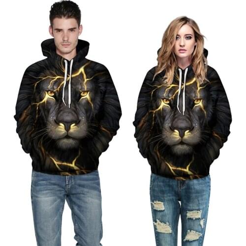 Family Matching Outfits Autumn Winter Lion Print Hooded Parent Child Hoodie Baseball Sportswear Father Mother Boys Girl Clothes