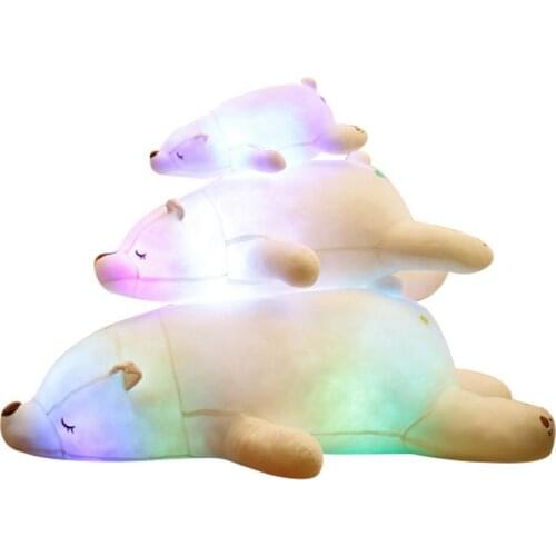 Colorful Flash LED Plush Toy Polar Bear Light-emitting Kids Doll Soft Animal Stuffed Pillow Cute Gift for Children Luminous Toys