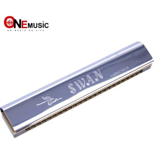 Swan Harmonica 24 Hole C-tune Copper Reed Plat Stainless Steel Cover Plate Echo Harmonica