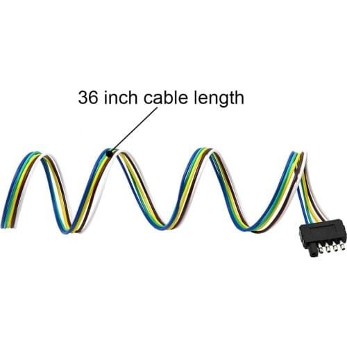 MagiDeal 5-Pin Flat Plug Trailer Light Extension Wire Harness Connector US