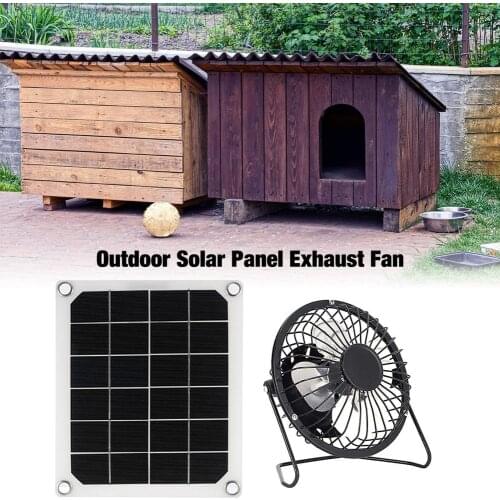 10W 4 Inch Solar Panel Mini Ventilator Fan Greenhouse Pet Solar/USB Powered Exhaust Fan For Outdoor Farming Dog Chicken House RV