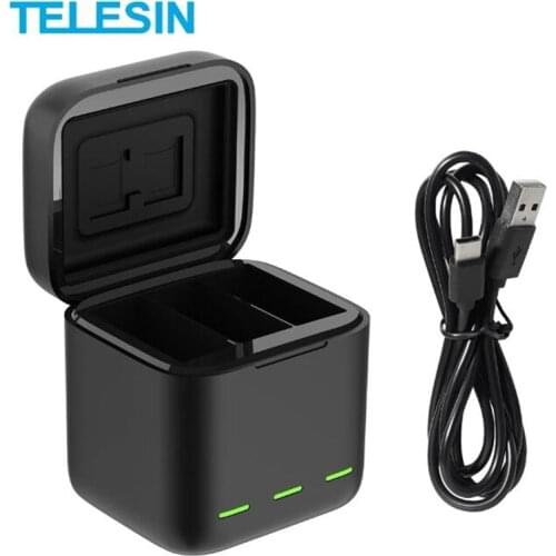 Multi-Function 3 Ways Battery Charger TF Card Storage Charging Box With Cable For GoPro Hero 9 Black Camera Accessories Mount