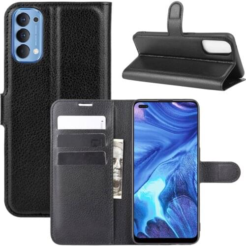 Fashion Wallet PU Leather Case Cover For OPPO Reno 4 4G Flip Protective Phone Back Shell With Card Holders