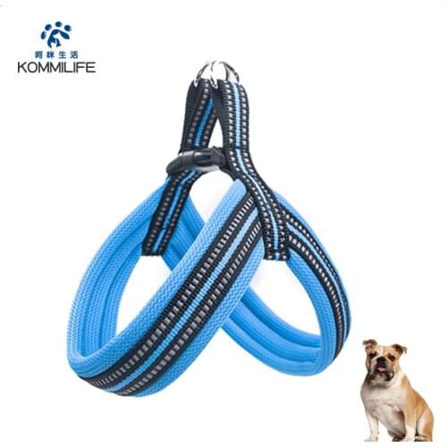KOMMILIFE Nylon Breathable Mesh Dog Harness Reflective No Pull Dog Harness For Small Medium Dogs Pet Leash Dog Harness Vest
