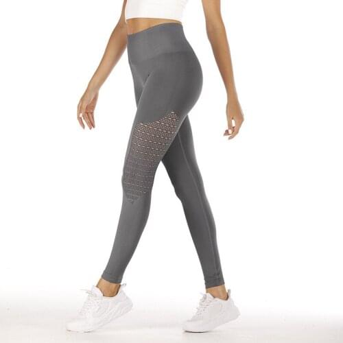 2021 New Tight-fitting Yoga Ladies Hip-lifting High-waist Stretch Mesh Stitching Quick-drying Fitness Yoga Nine-point Pants