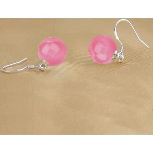 New Fashion Boutique Earrings Pink Natural Cats Eye Earrings Female Totem Dream Pool Flower Earrings New Product Launch Gifts